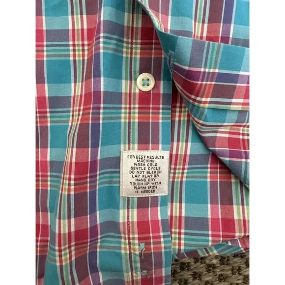 Peter Millar Shirt Mens L Crown Crafted Performance Button Down‎ Pink Blue Plaid - Picture 5 of 6